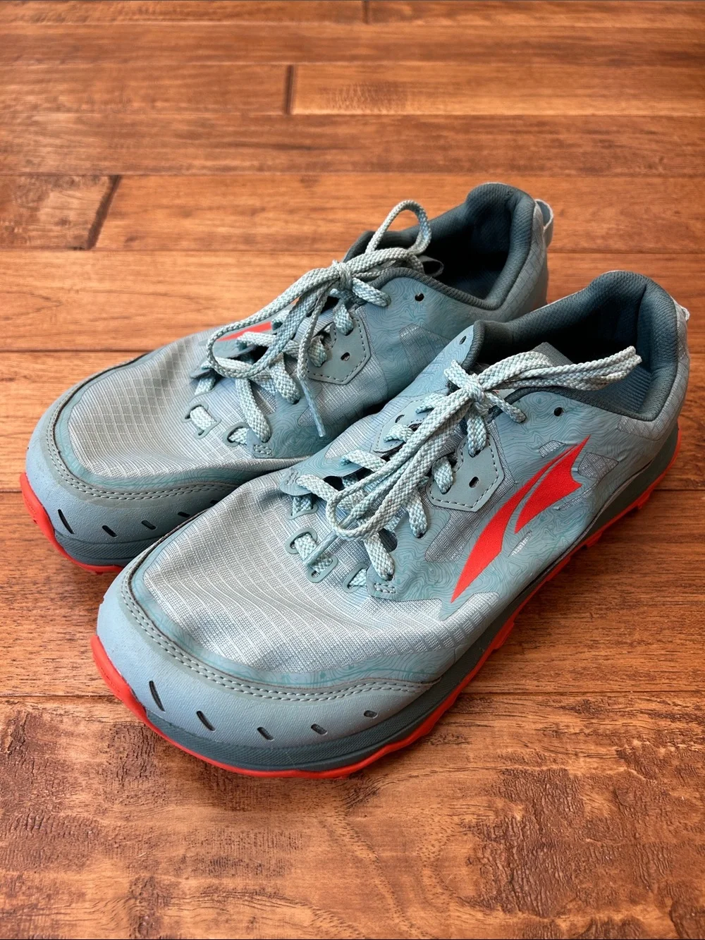 Altra Lone Peak 6 Trail Running Shoes Foot Shape Zero Drop Teal Orange Size 9.5